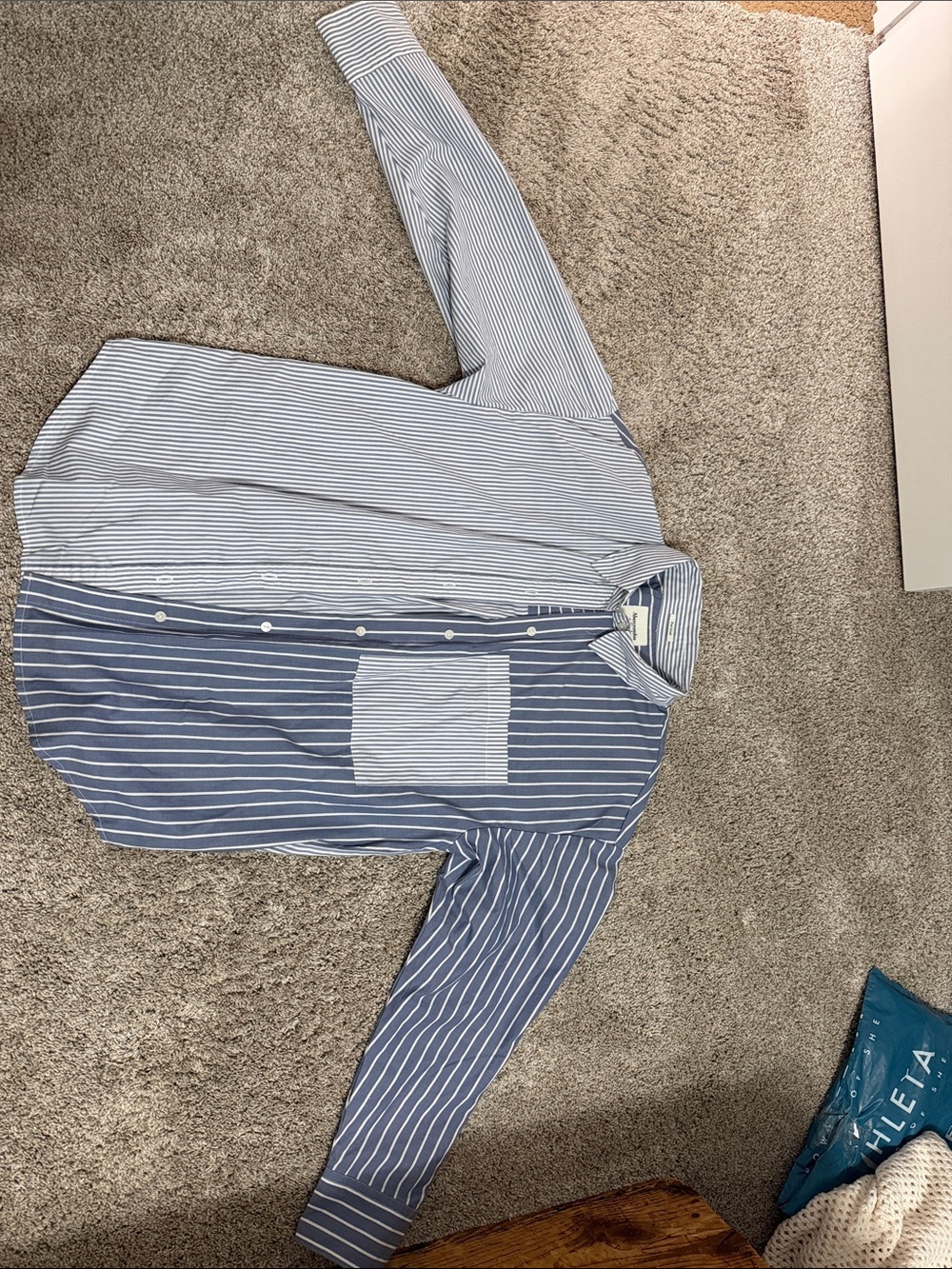 Abercrombie & Fitch Blue and White Striped women’s Button-Down Shirt